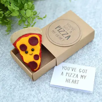 Srčkan Pizza Tekmo Polje Halloween Dekoracijo Darilo - Malo Žep Pizza Objem Kartico Z Srčkan Pizza Lutka, Mini Pizza Matchbox Igrača