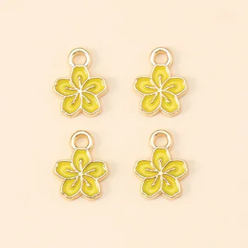 20Pcs Čare Mešani Color Emajl Mini Lepe Češnje Cvetovi Cvet Obeski Za DIY Sakura Uhani Zapestnica Nakit Dodatki