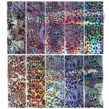 10 Listov Kapmore Folijo Prenos Nalepke DIY Leopard Tiskanja Nail Art Folije za Nohte Nalepko Seksi Živali Nohte Art Decals Manikura