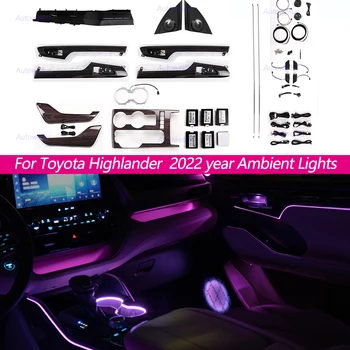 64 ColorsFor Toyota Highlander 2022 Led Avto Okolja menjava blaga Plošča Led nadzorni Plošči Vzdušje Svetlobo okolice Lučka Dekorativni Podoknu