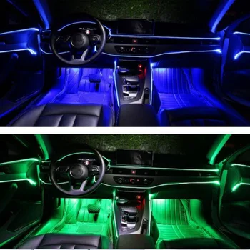 RGB Dekorativne Luči Za Avto Okolja Svetilke Neonske Razpoloženje Smart Control 6m LED Trak Karavana terenska 4x4 Auto Dodatki Notranjost